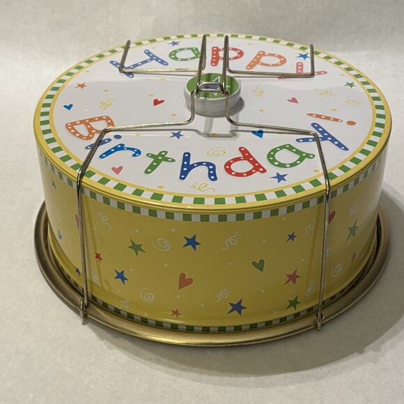 Dept. 56 Happy Birthday Cake Carrier 13” X 5” Metal - Picture 3 of 4